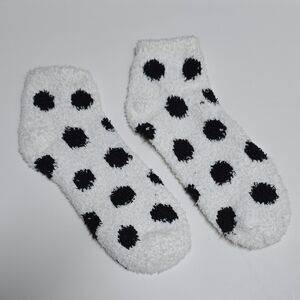 Cozy Black and White Polka Dot Socks - Size 5-10 Women
